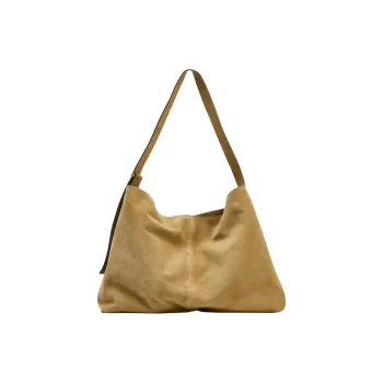 ZARA Cow Leather Bucket Bag, Shoulder Bag Extra Large Women's Sand
