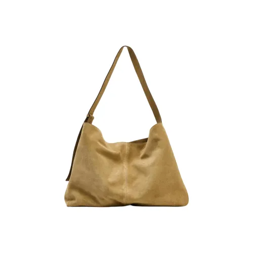 ZARA Cow Leather Bucket Bag, Shoulder Bag Extra Large Women's Sand