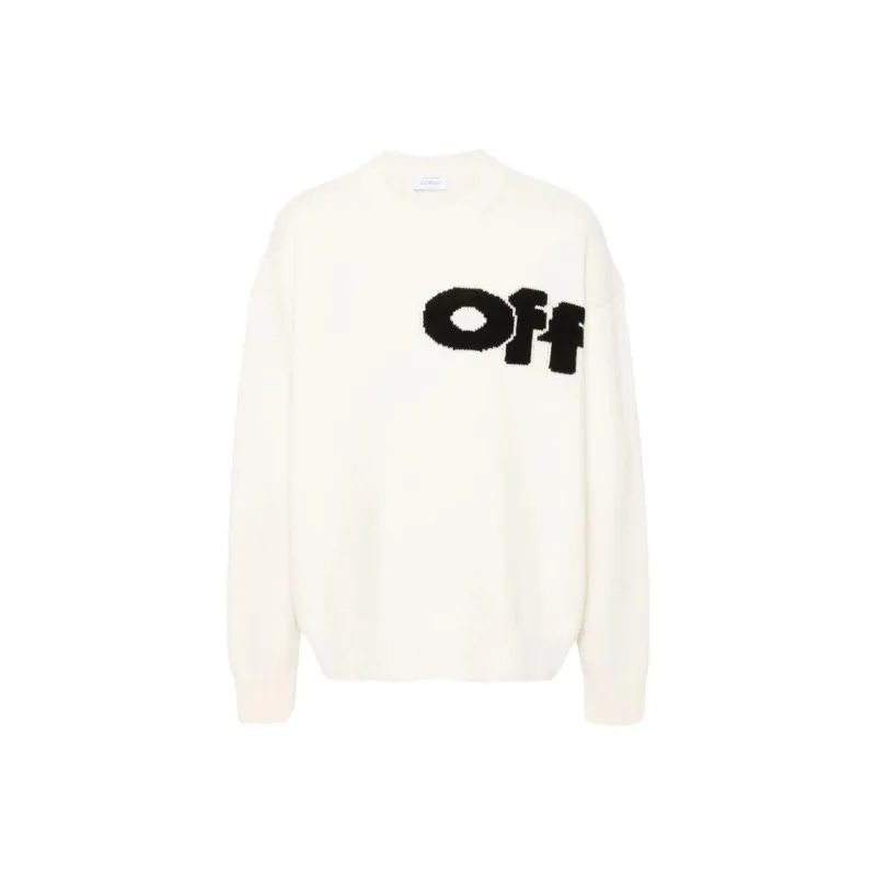 OFF-WHITE Logo Intarsia Crewneck Jumper-0