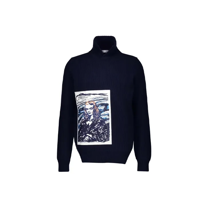 DIOR Quarterly New Products Cashmere Sweaters Men Navy Blue-0