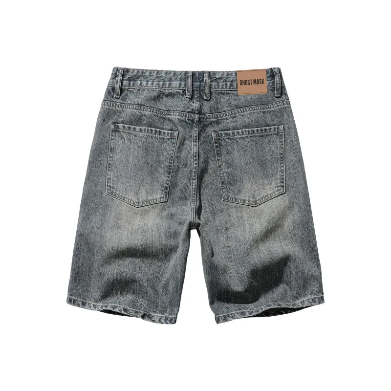 Ghost Mask Denim Shorts Unisex Nostalgic Blue-1