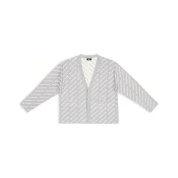 Balenciaga Allover Logo Printed Knit Cardigan