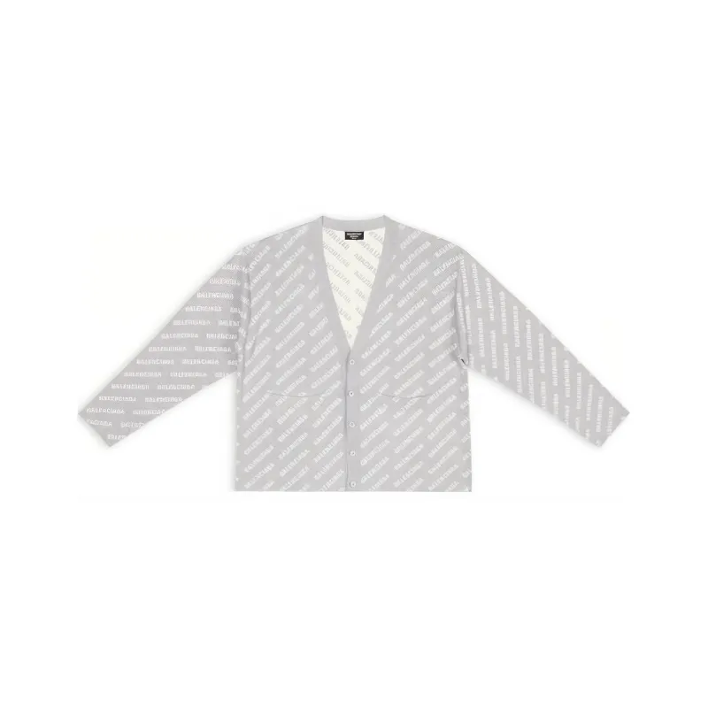 Balenciaga Allover Logo Printed Knit Cardigan-0