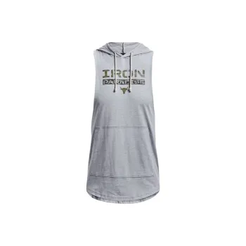 Under Armour Men's Project Rock Iron Paradise Sleeveless Hoodie Gray
