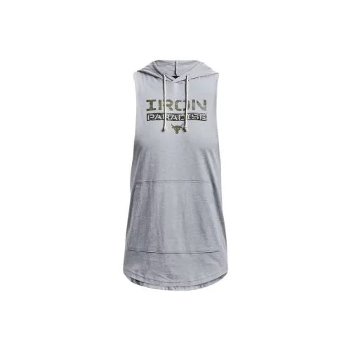 Under Armour Men's Project Rock Iron Paradise Sleeveless Hoodie Gray