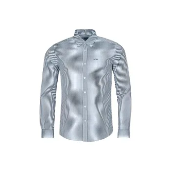 HUGO BOSS Pinstriped Curved Hem Shirt