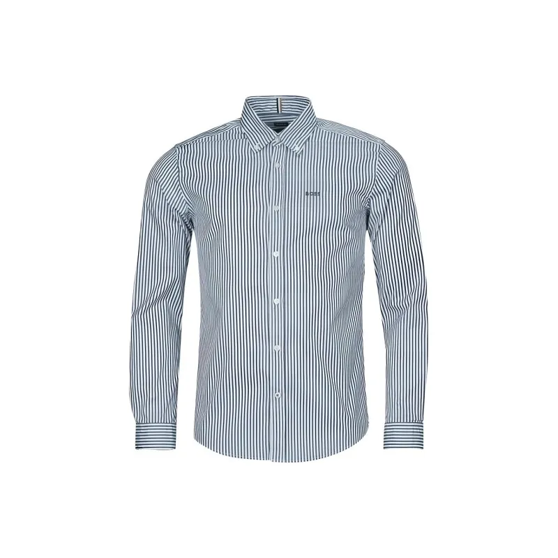 HUGO BOSS Pinstriped Curved Hem Shirt-0