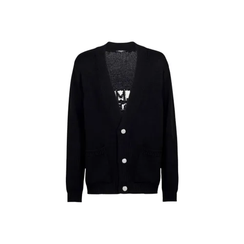 BALMAIN Logo Intarsia Knitted Button Up Cardigan