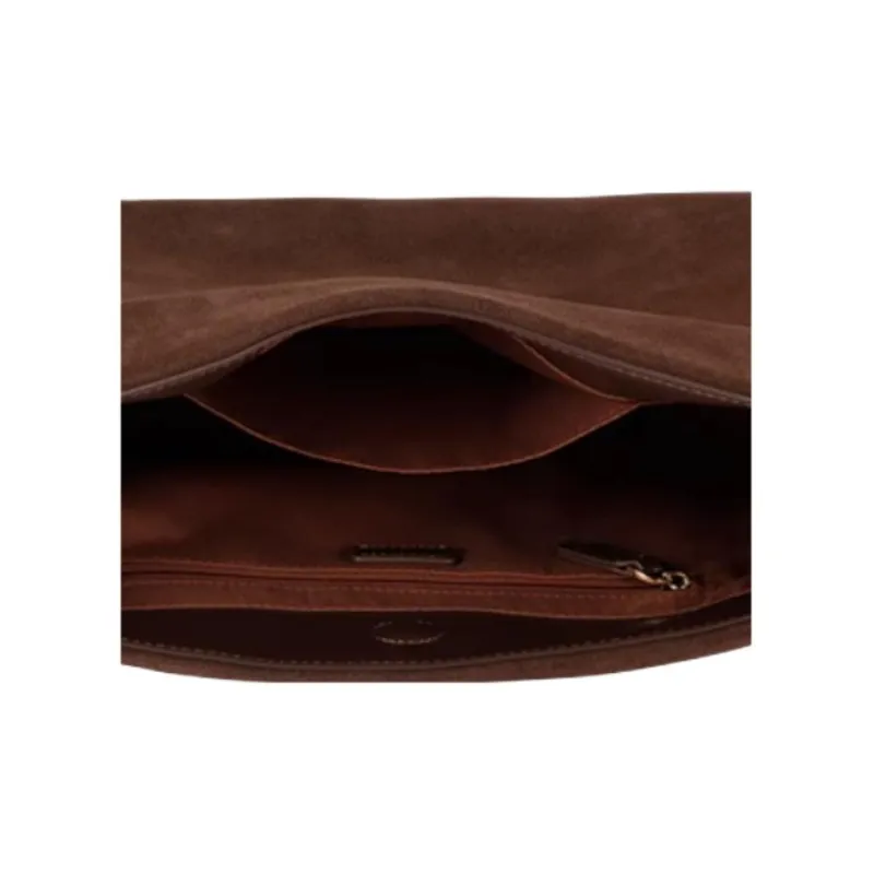 AJIDOU Cow Leather Shoulder Bag Medium Size Women's Coffee-4