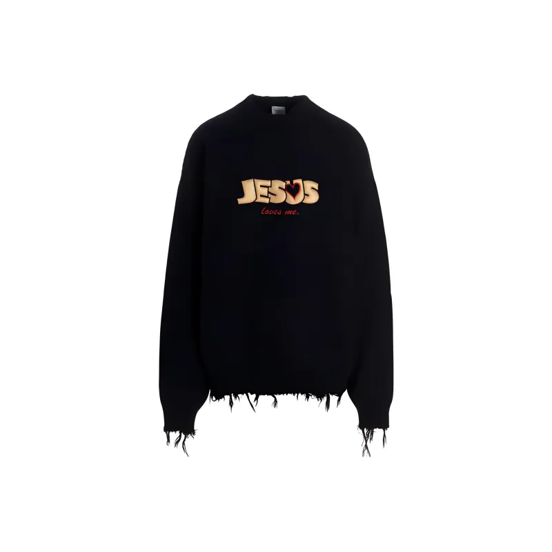 Vetements Jesus Loves You Destroyed Sweater-0