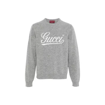 GUCCI Logo Intarsia Crewneck Knitted Jumper