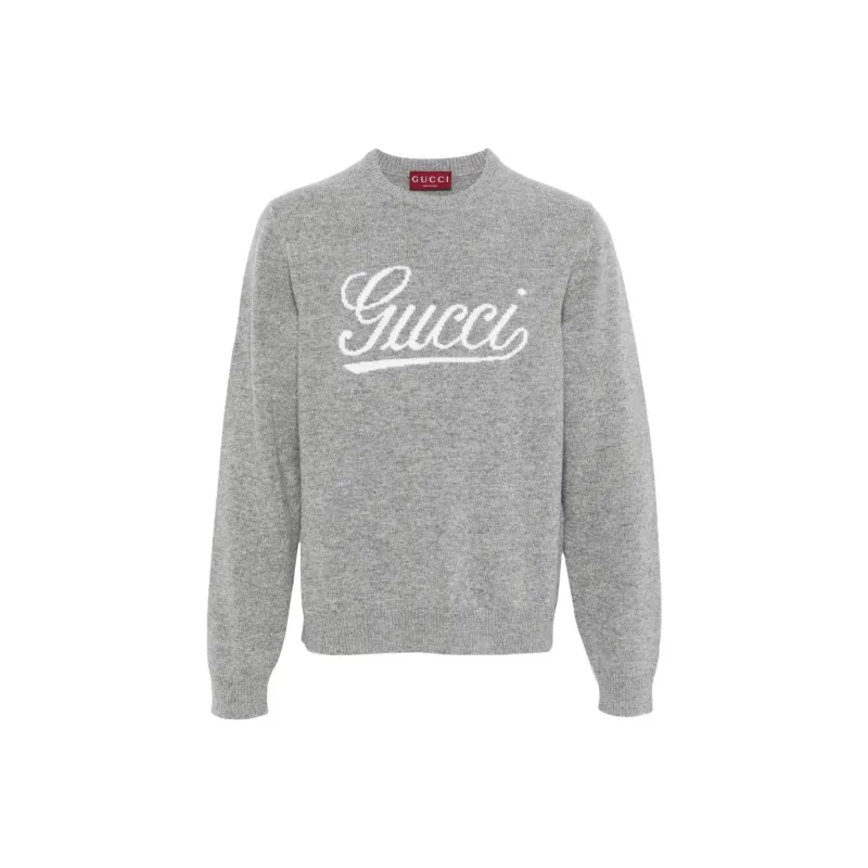 GUCCI Logo Intarsia Crewneck Knitted Jumper-0