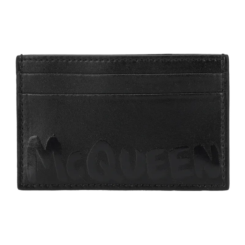 Alexander McQueen Leather Card Holder Men's Black-0