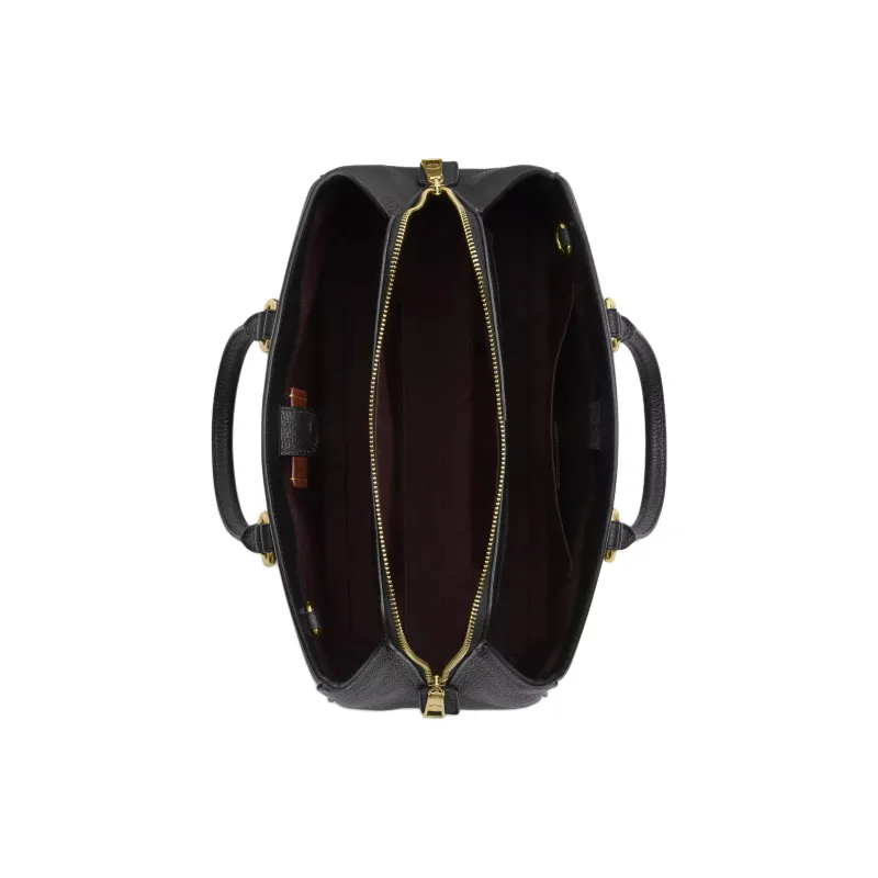 COACH Litchi Grain Leather Shoulder Bag, Crossbody Bag, Handbag Tubas Women's Black-2