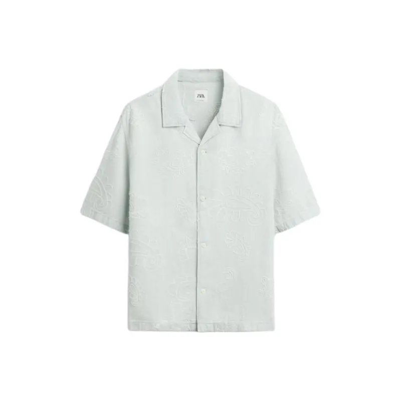 ZARA Shirts Men Light Blue-0