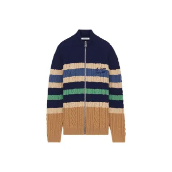 Maison Kitsune Striped Zipped Jumper