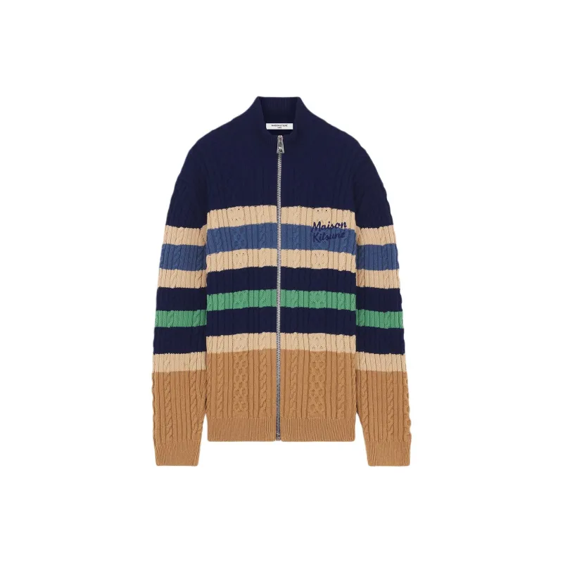 Maison Kitsune Striped Zipped Jumper-0