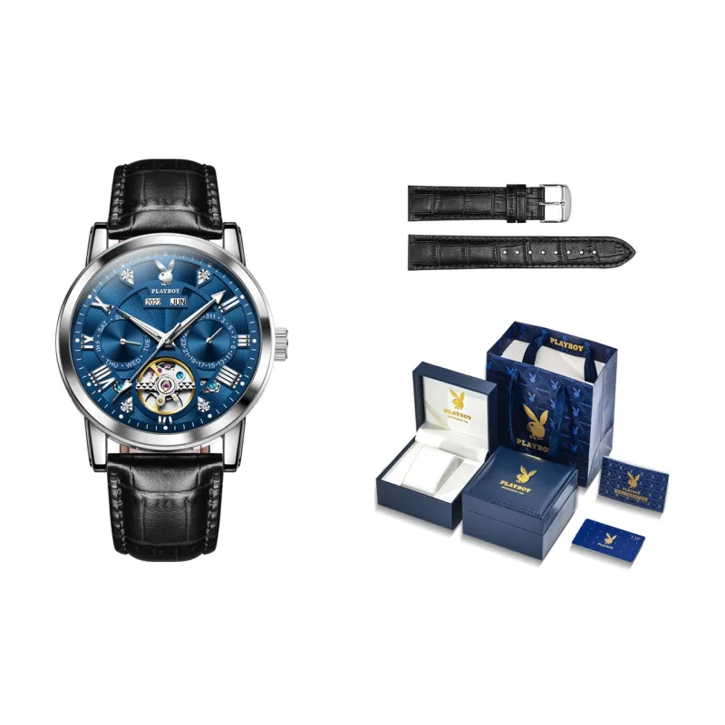 Playboy Mechanical Movement Watch Men's Watches Black Dial-13