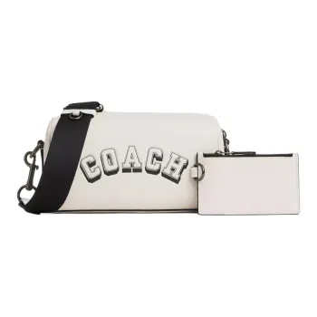 COACH AXEL Refined Pebble Pattern Leather Shoulder Bag, Crossbody Bag Mini Men's Chalk & Black