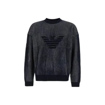 EMPORIO ARMANI Logo Intarsia Striped Jumper
