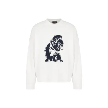 EMPORIO ARMANI Bulldog Embroidered Crewneck Sweatshirt