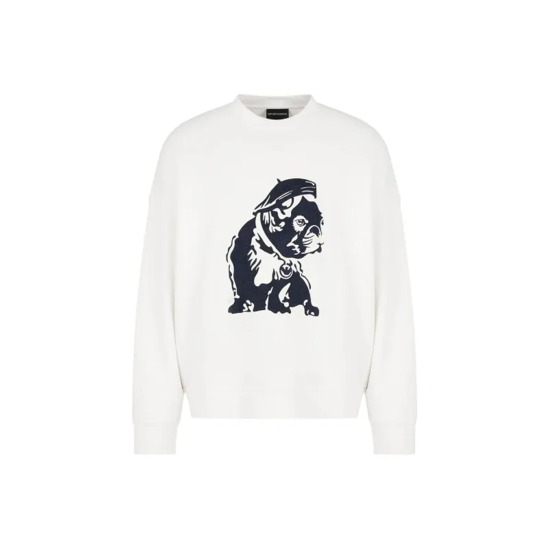 EMPORIO ARMANI Bulldog Embroidered Crewneck Sweatshirt-0