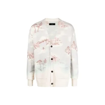 AMIRI Aloha Bleached Cashmere Cardigan Sweater