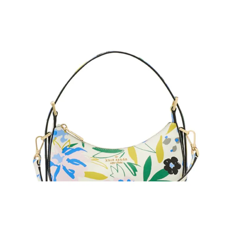 Kate Spade Split Cow Leather One Shoulder Handbag Medium Size Women's Cream Multicolor-2