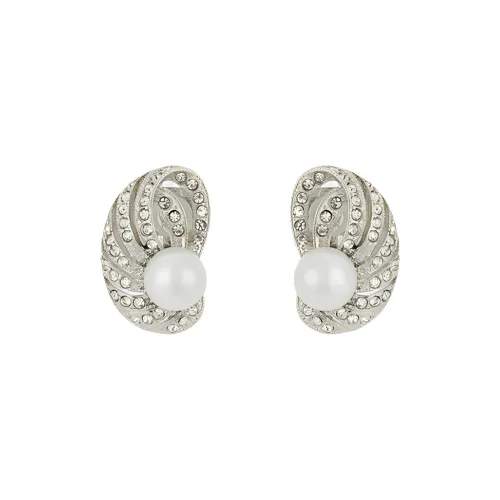 KENNETH JAY LANE Zinc Alloy Rhodium-Plated Glass Earrings Women's Silver