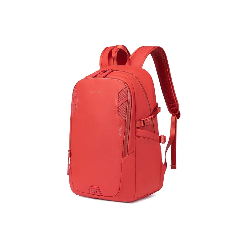 Super Five Polyester Backpack Men's Black/Gray/Orange Red/Ecru-9