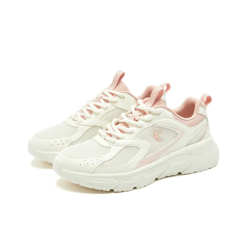 QIAODAN Cushioning, Slip Resistant, And Abrasion Resistant Low Top Casual Running Shoes Women's Beige Pink-2
