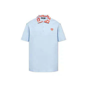 VERSACE Medusa Embroidered Short Sleeved Polo Shirt