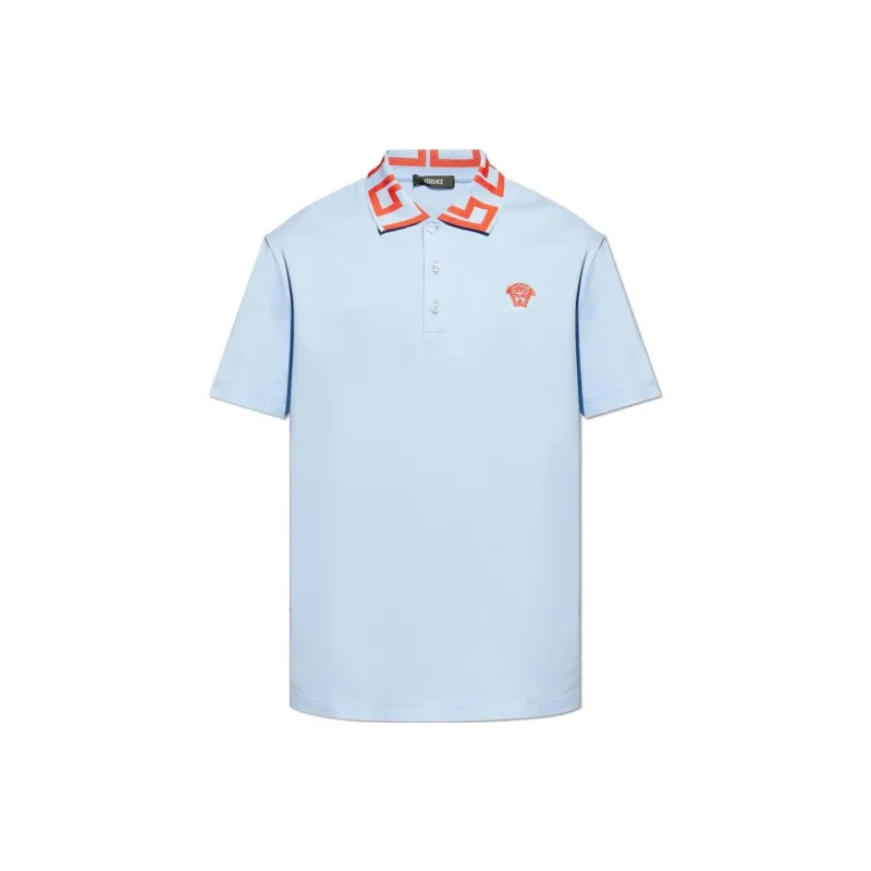 VERSACE Medusa Embroidered Short Sleeved Polo Shirt-0
