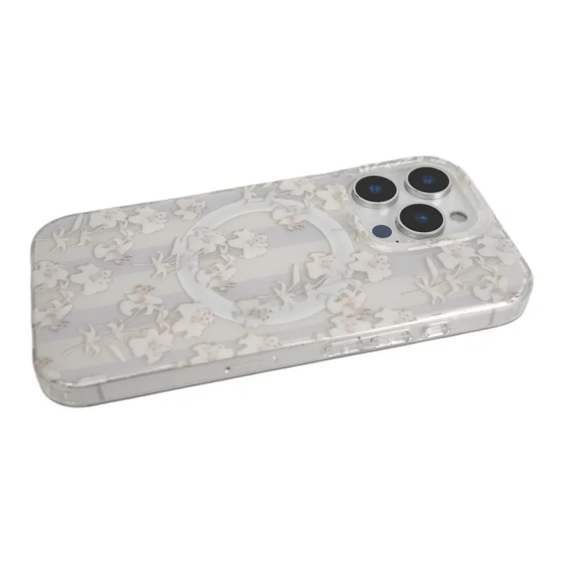 Sopi Acrylic Material Lily Flower Magnetic Stand Phone Cases Compatible With IPhone 16/15 Pro Max/Apple 13/14 Pro/Max-7