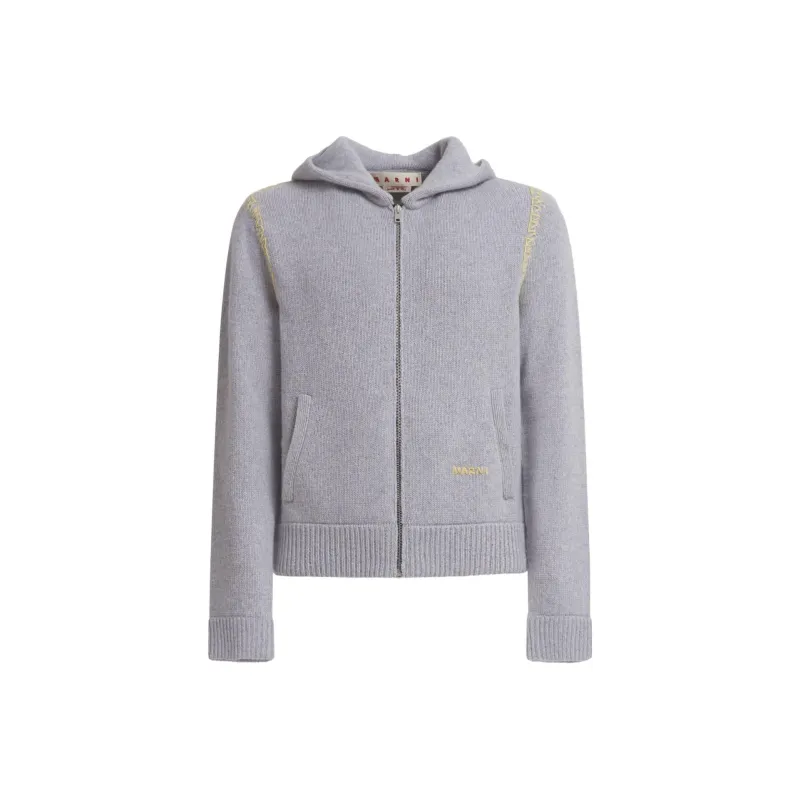 MARNI Logo Embroidered Zipped Cardigan-0