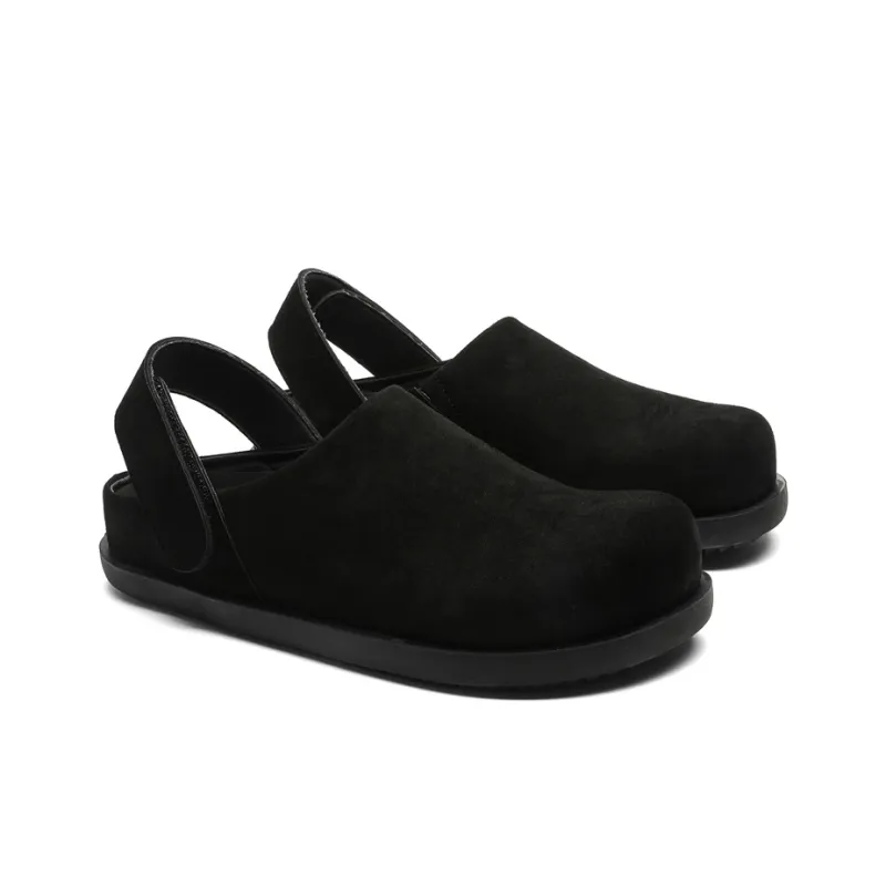 Rummaden Rubber Sole Stitching Abrasion Resistant Slip Resistant Closed Toe Slippers Unisex Black-4