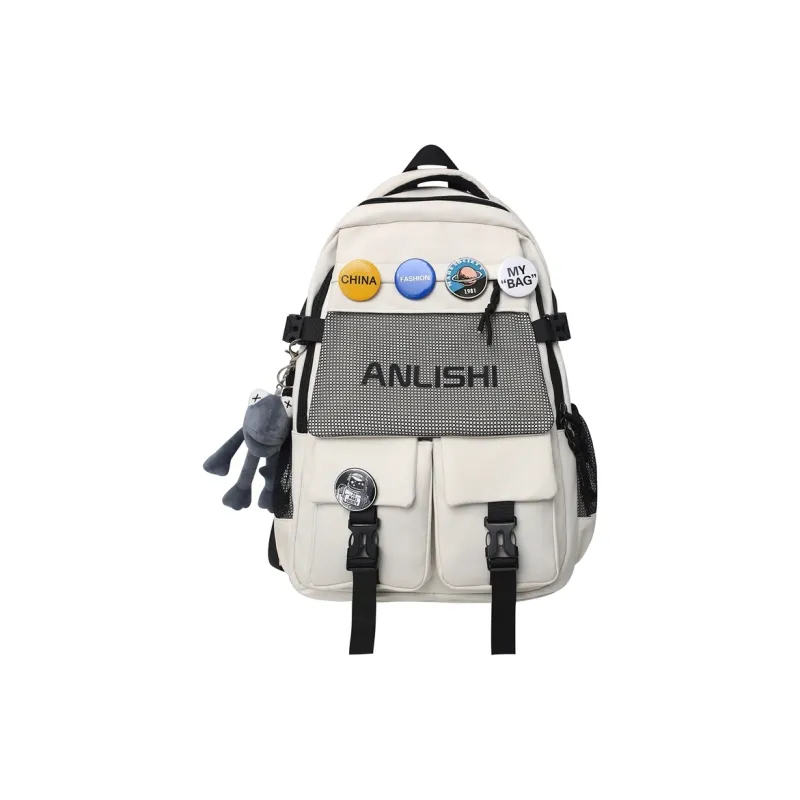 Single Warehouse Nylon Backpack Unisex Black/White/Blue/Gray-0