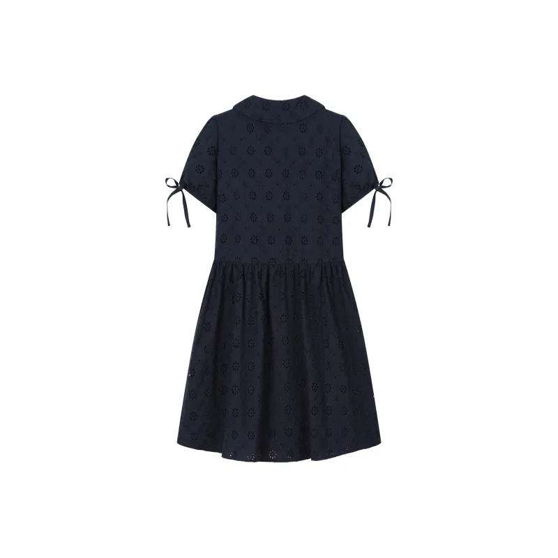 Teenie Weenie Short Sleeved Dress Women's Navy Blue-1