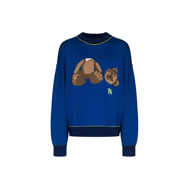 PALM ANGELS Teddy Bear Embroidered Wool Knit Sweater-0