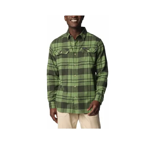 Columbia Green Flare Gun Stretch Flannel Long Sleeve Shirt Men's Green