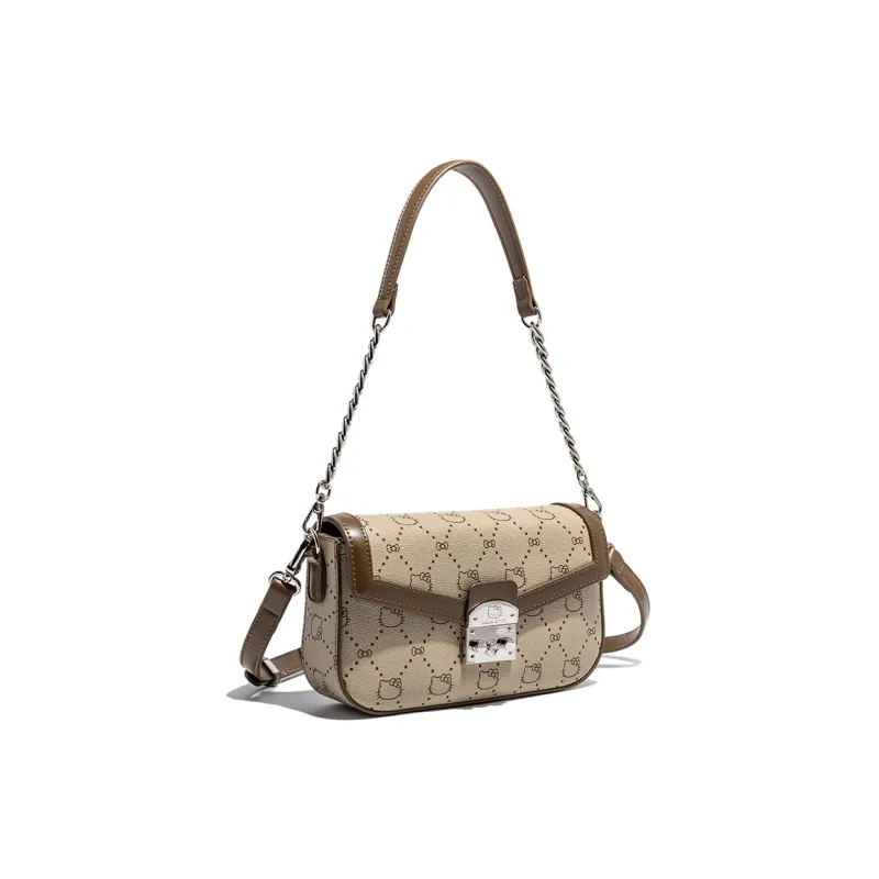 MESUCA Sanrio Hello Kitty Series PU Small Square Bag, Shoulder Bag, Crossbody Bag Women's Ecru/Khaki/Coffee-4