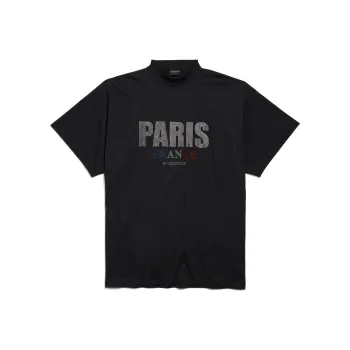 Balenciaga Logo Embellished Mockneck T Shirt