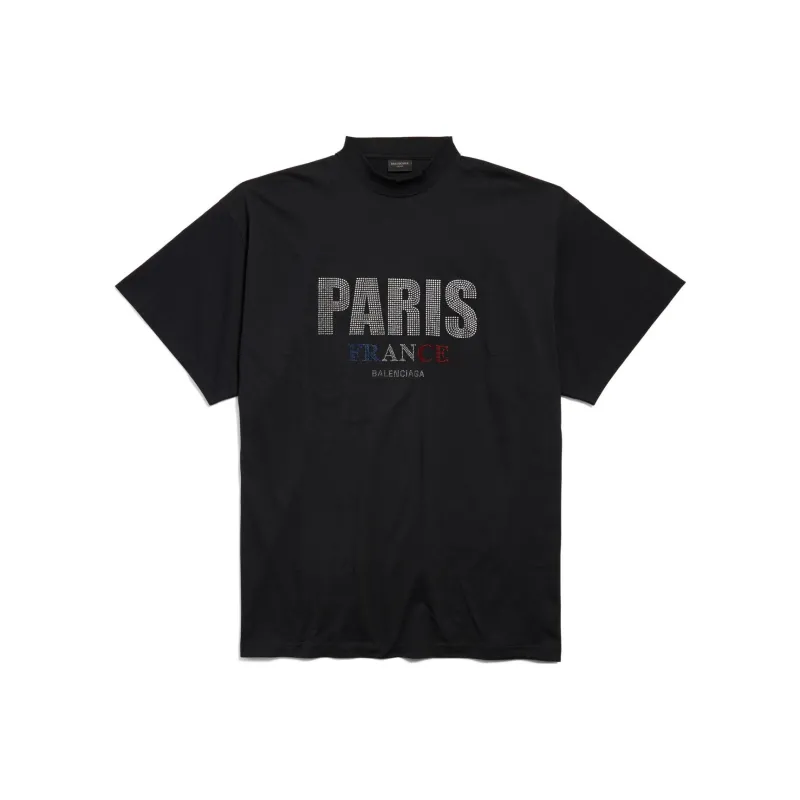 Balenciaga Logo Embellished Mockneck T Shirt-0