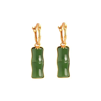Xiaoyinjiang 925 Sterling Silver Hetian Jade Earrings Women's