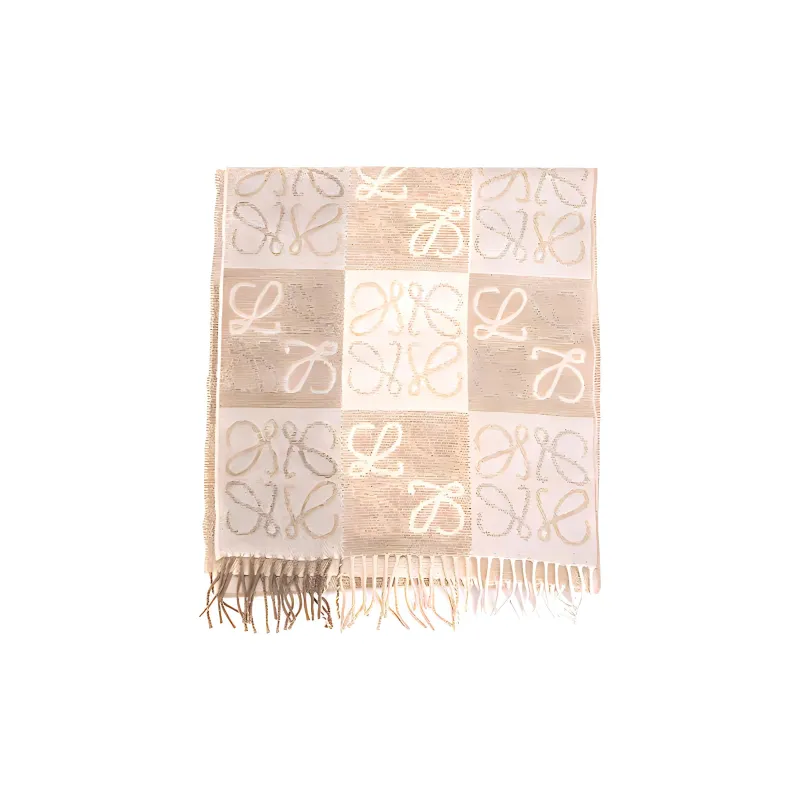 LOEWE Wool Knit Scarves Women's White Beige-1