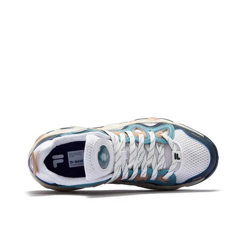 FILA FUSION VERTICAL Cracked Shoes Low Top Basketball Shoes Men's White Blue-2