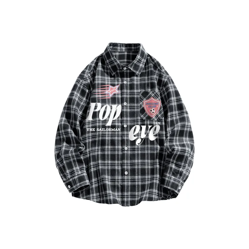 POPEYE Shirt Unisex Black White Plaid-0