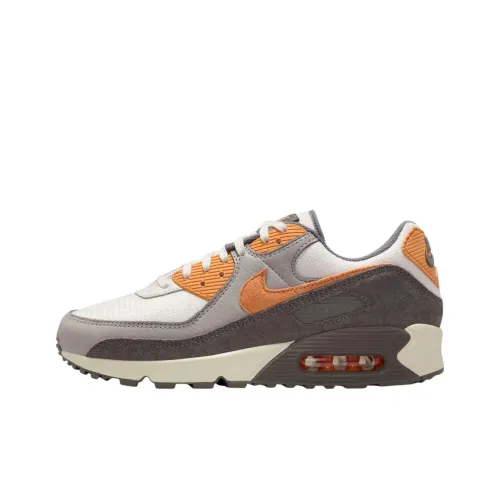 Nike Air Max 90 Anti Slip Wear Resistant Low Top Casual Running Shoes Men's White Gray