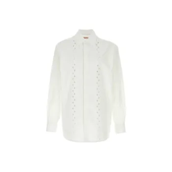 Valentino Scallop Detailed Curved Hem Shirt