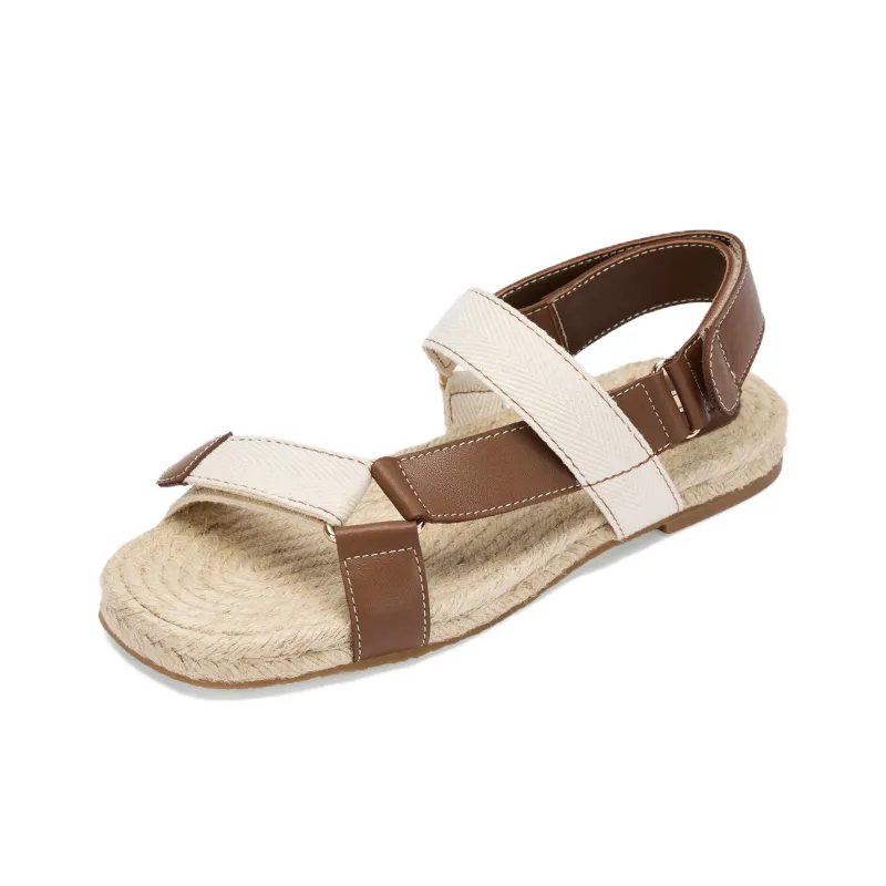 73Hours Raw Chocolate Cookie One Strap Sandals Women's Beige Brown-1